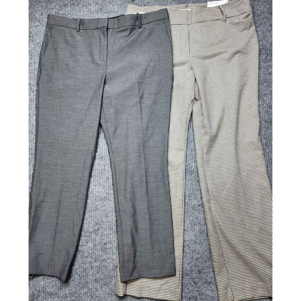 Ann Taylor Womens Dress Pants Lot 2 Pair Gray Ankle Houndstooth Trouser Size 14